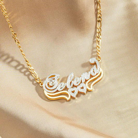 Personalized Double-Layer Name Necklace with Gold Plating